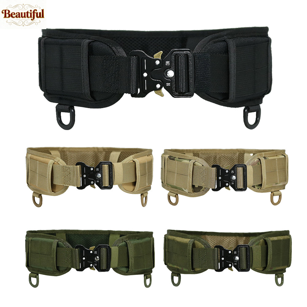 Tactical MOLLE Battle Belt for Men Adjustable Padded Waistband with Quick Release Buckle Duty Belt for Hunting, Paintball