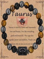 $10 christmas gifts 12 Zodiac Constellation Sign Bracelet Triple Protection Tiger Eye Hematite Beads Bracelets for Couples Friendship Jewelry Gifts