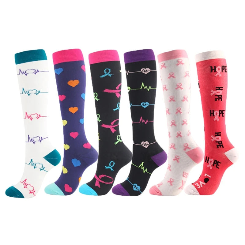 Compression Stockings Outdoor  Men's Women's Socks  Basketball Bicycle Sock Printed Sports Natural Walking