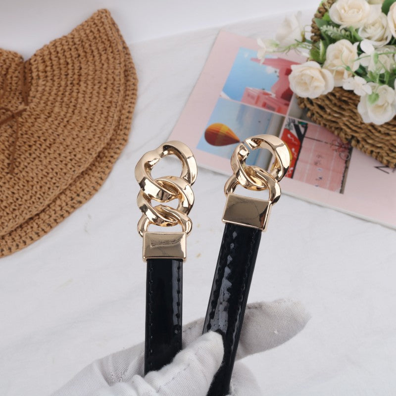 High Quality Ladies' Leather Thin Belt All-match Decoration for Bottoms Blazer Dress Waist Chain Retro Solid Belt