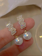 $10 christmas gifts Elegant Faux Pearl & Rhinestone Decorated Dangle Earrings, Fashion Jewelry for Party, Daily Clothing Decor, Trendy All-match & E