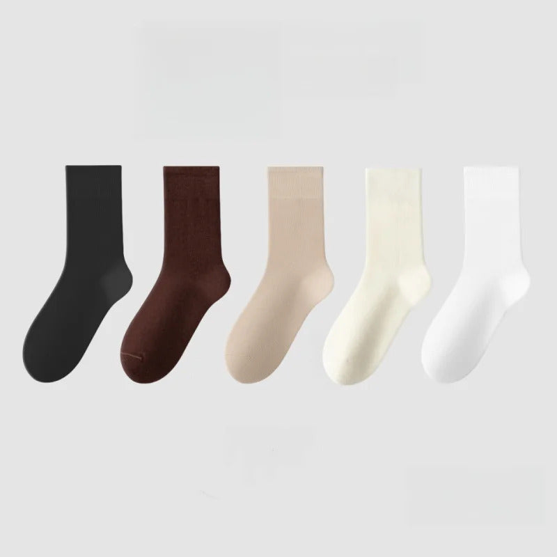 Cotton Socks Women Seamless Soft Crew Socks Medium Tube Long Loose Casual Solid Color Anti-Pilling Breathable