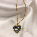 $10 christmas gifts 12 Constellation Necklace for Women Charms Enamel Heart Zodiac Sign Pendant Necklace Aries Leo Amulet