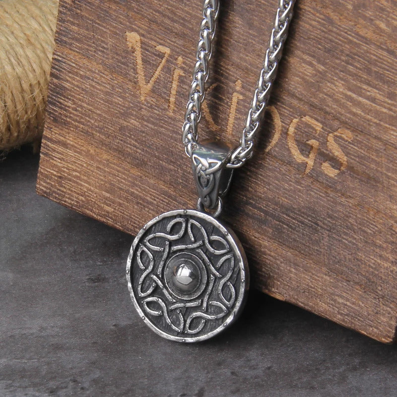 $20 christmas gifts Vikings Jewelry Stainless Steel Shield Pendant necklace CelticKnote never fade with wooden box as men gift $20 gift ideas