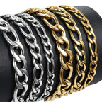 christmas gifts 3/5/7/9mm Gold Silver Color Bracelet Curb Chains Link Men link Chain Stainless Steel Male Female Accessories Fashion DKBM171A