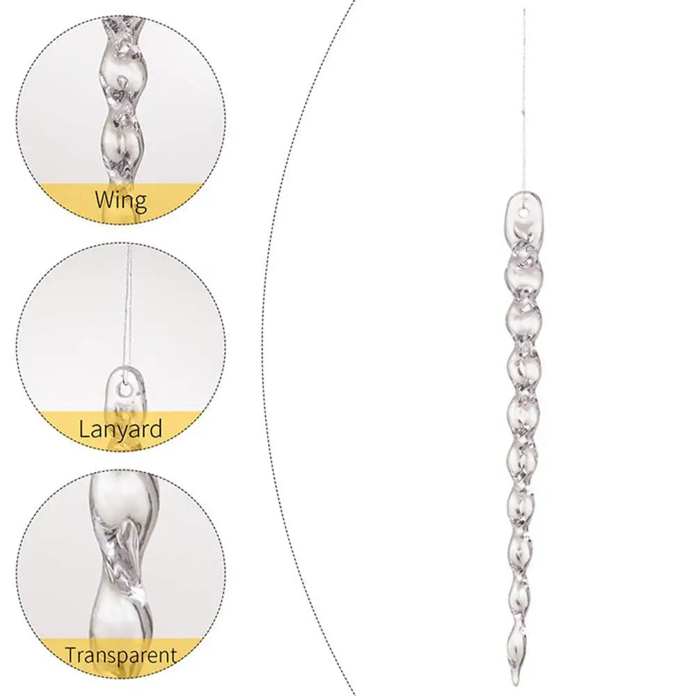 Icicle Christmas Tree Ornaments 42X Clear Acrylic Icicles Drop Pendants Christmas Tree Crystal Decorations For Winter Holiday