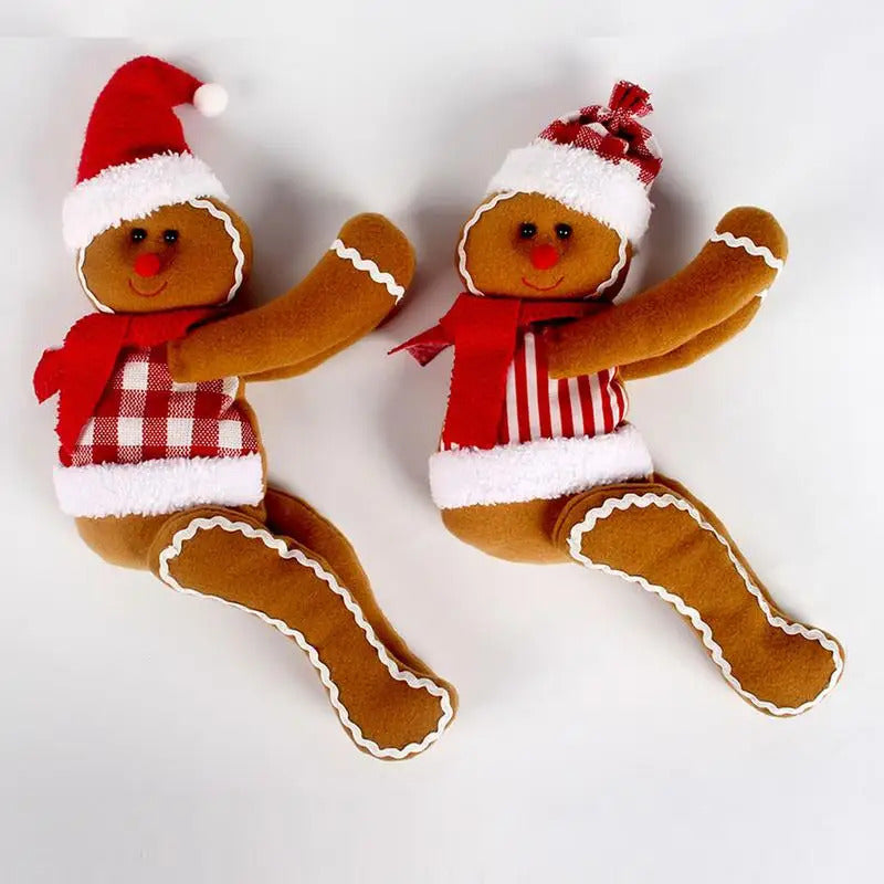 $10 christmas gifts Gingerbread Man Tree Topper Cute Christmas Tree Decor Small Doll Pendant Decorative Gingerbread Figurines Ornaments for Winter