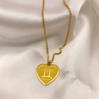 $10 christmas gifts 12 Constellation Necklace for Women Charms Enamel Heart Zodiac Sign Pendant Necklace Aries Leo Amulet