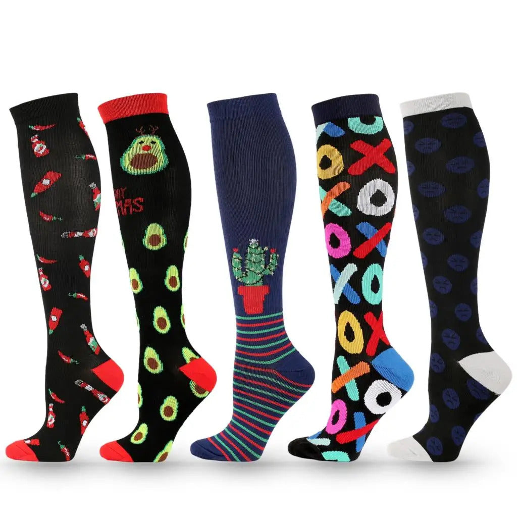Compression Stockings Outdoor  Men's Women's Socks  Basketball Bicycle Sock Printed Sports Natural Walking