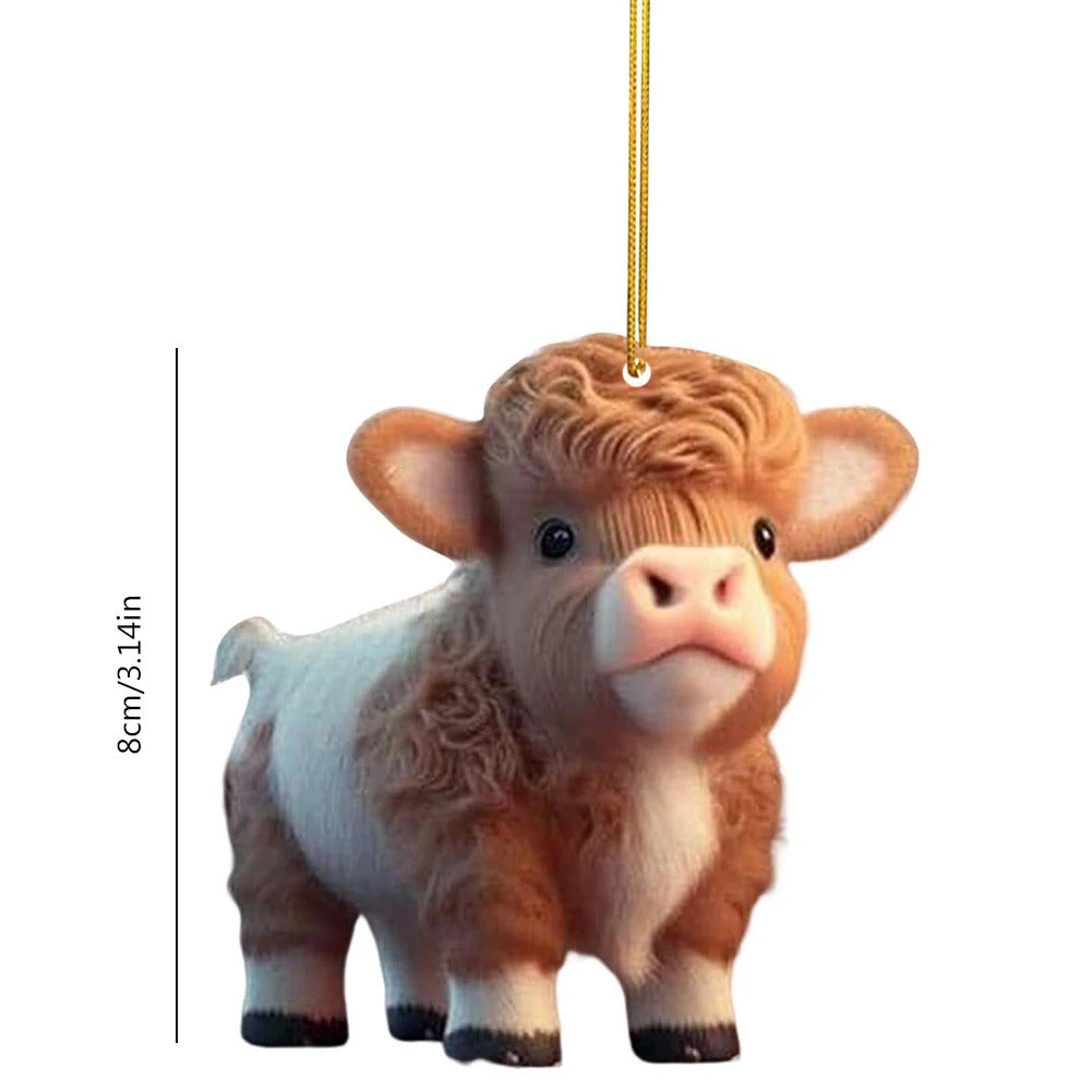 2025 xmas ornament Cartoon Cow Christmas Tree Ornament Creative Cute Car Pendant Atmosphere Decoration Hanging Pendant Home Tree Decor Accessories