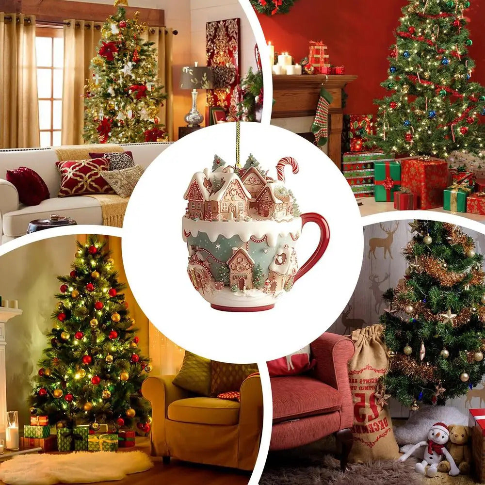 $10 christmas gifts Christmas Snow House Pendant Decoration Tree Pendant Snow House Acrylic Ornament 2D Art Keychain Pendant Seasonal Decor Backpack