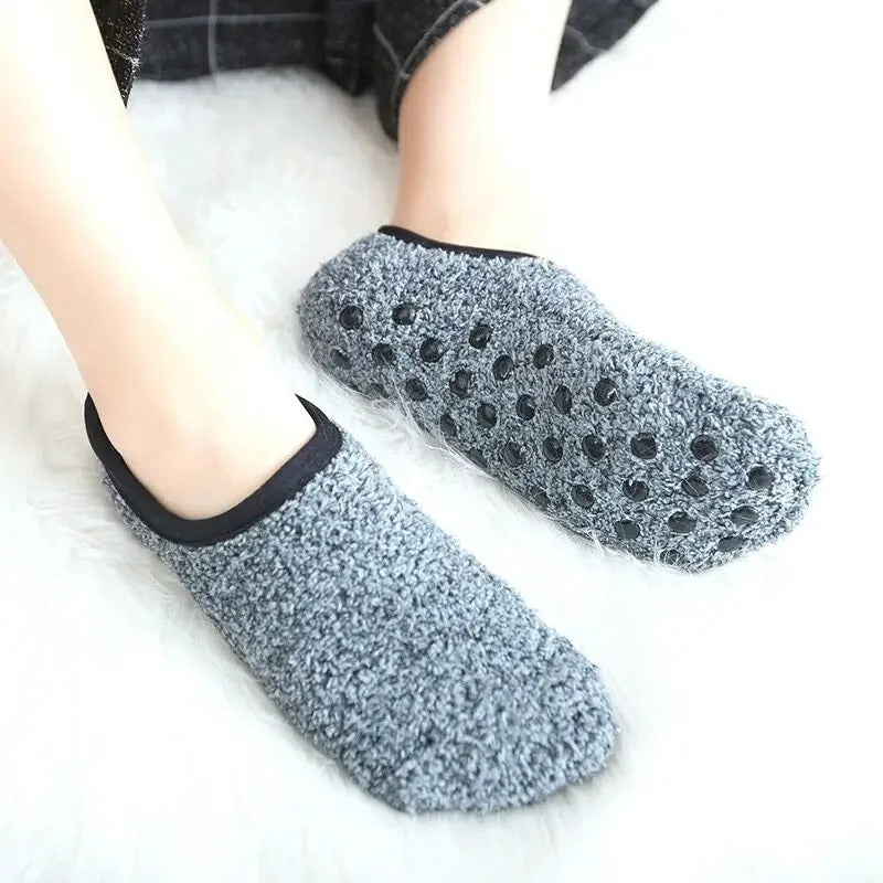 Thickened Plush Socks Women Winter Warm Coral Fleece Sox Sleeping Slippers Silicone Non-slipInvisible Short Boat Socks