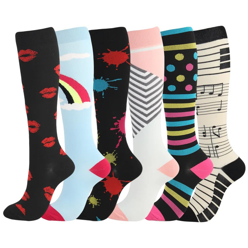 Compression Stockings Outdoor  Men's Women's Socks  Basketball Bicycle Sock Printed Sports Natural Walking