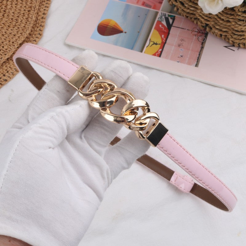 High Quality Ladies' Leather Thin Belt All-match Decoration for Bottoms Blazer Dress Waist Chain Retro Solid Belt