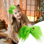 $10 christmas gifts Green Bows Green Furry Hairpin Christmas Tree Decorations Holiday Hair Accessories For Hair Styling $10 gift ideas