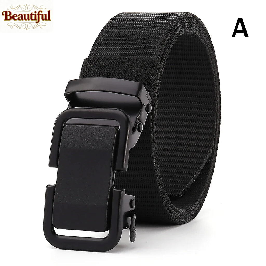 High-End Elastic Waistband Canvas Nylon Tactical Woven Belt for Men