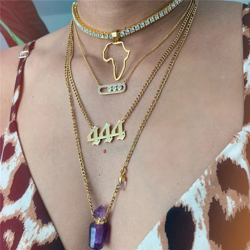 $10 christmas gifts Angel Number 1111 Necklace For Women 111 222 333 444 777 Stainless Steel Choker Chain Jewelry Best Friends Birthday Gift BFF