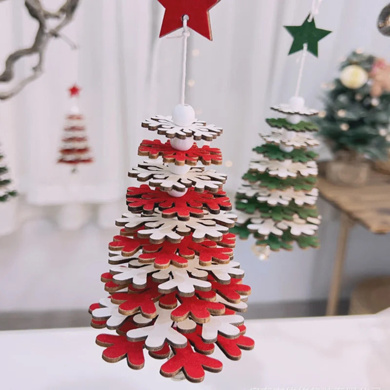 $10 christmas gifts Wooden Ornaments For Christmas Tree Multi-layer Wooden Christmas Tree Hangable Ornaments 3D Christmas Tree Decor Christmas