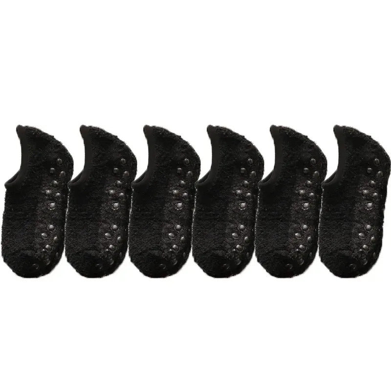 Thickened Plush Socks Women Winter Warm Coral Fleece Sox Sleeping Slippers Silicone Non-slipInvisible Short Boat Socks