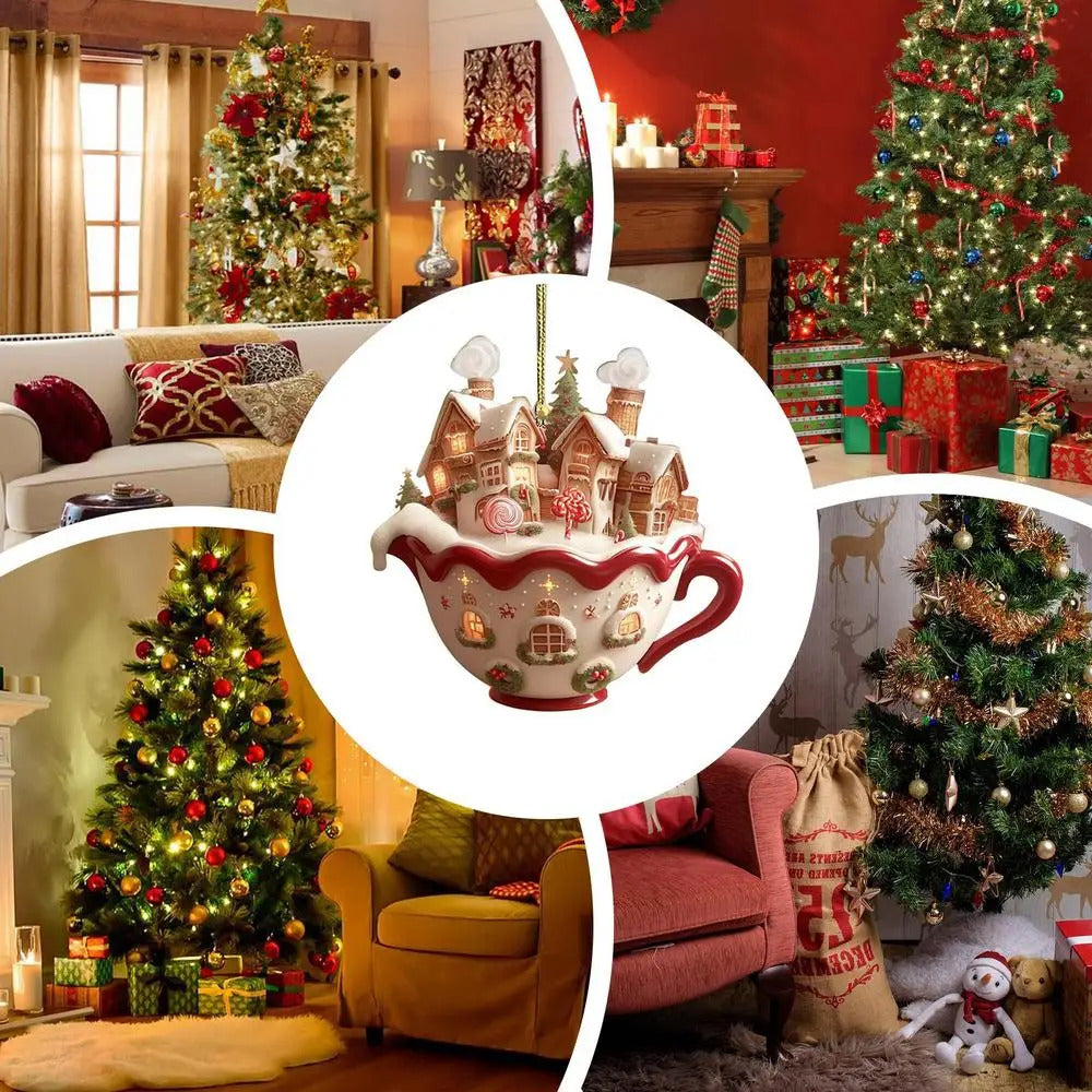 $10 christmas gifts Christmas Snow House Pendant Decoration Tree Pendant Snow House Acrylic Ornament 2D Art Keychain Pendant Seasonal Decor Backpack