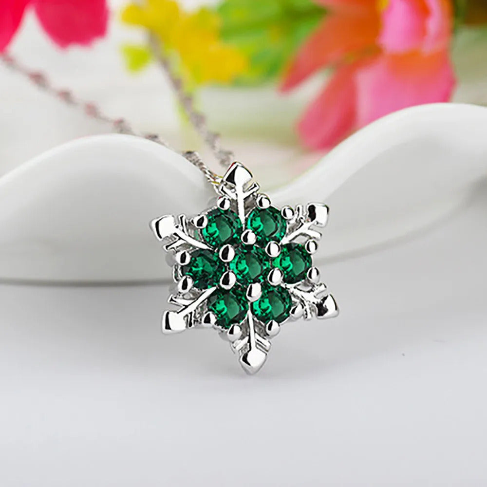 $10 christmas gifts 1pc Snowflake Party Necklace Women Elegant Chic Pendant Crystal Rhinestone Necklaces Pendants Christmas Decorations