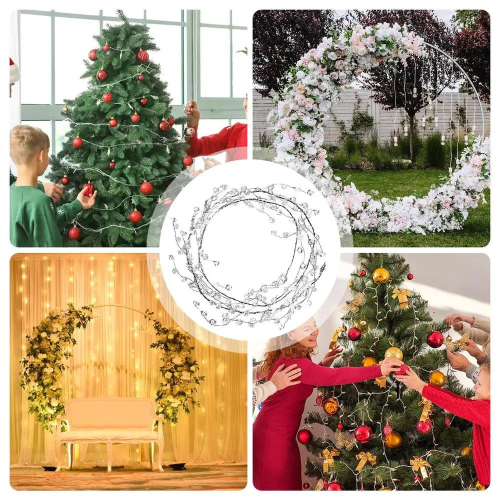 Christmas Bead Garland Christmas Garland Artificial Pearls Beads 3.6 Ft Clear Acrylic Crystal Beads Branch String Garland For