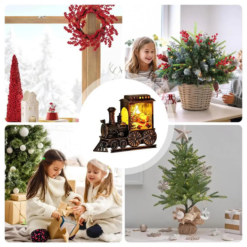 $10 christmas gifts Christmas Train Decor Light Up Retro Christmas Train Figurine Holiday Decor Battery-Operated LED Christmas Train For Parties