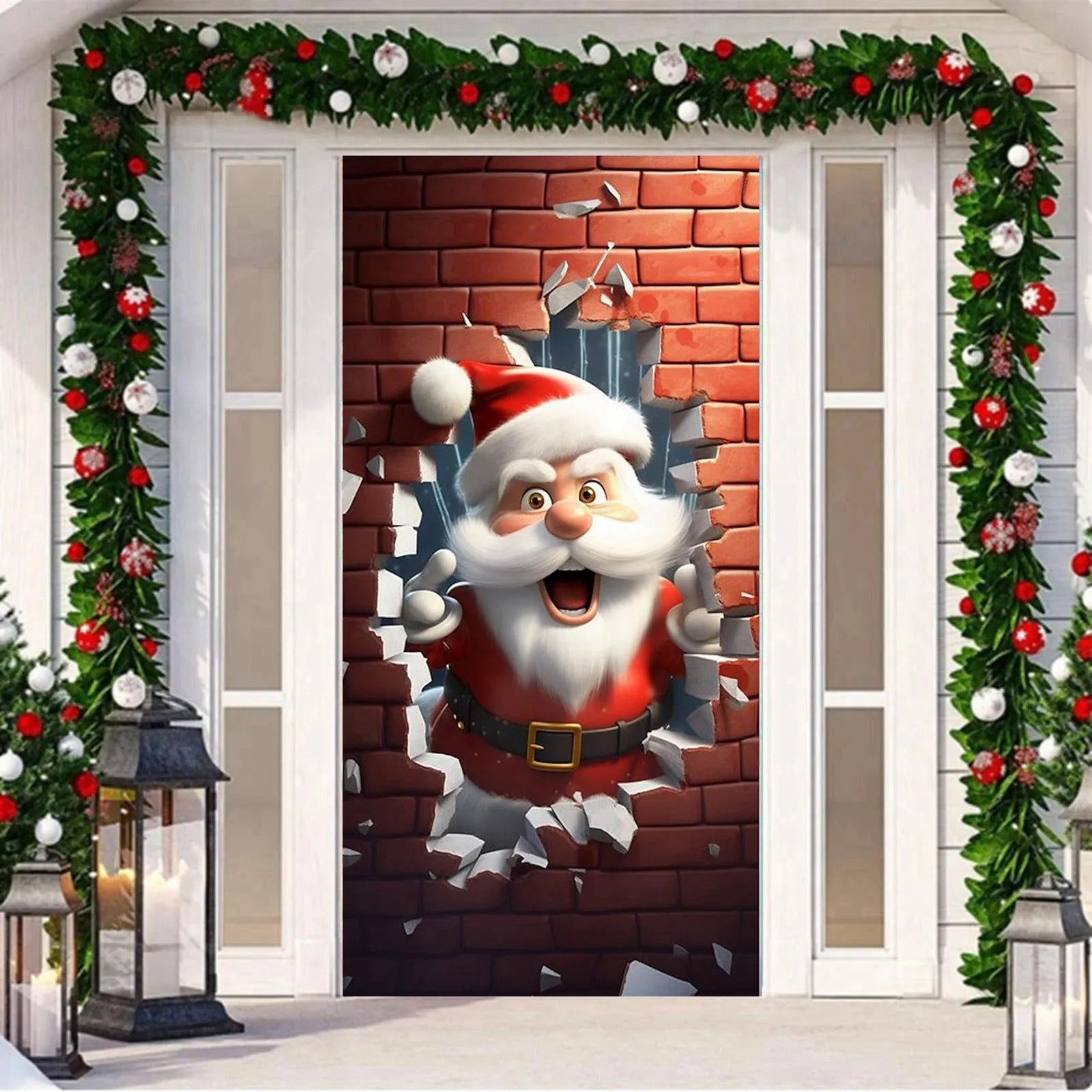$20 christmas giftsSanta Door Cover Decoration Tapestry Holiday Party Door Curtain Tapestry Door Cover Christmas Decoration Party Flag Streamers