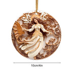 Round 3D Printed Acrylic Nativity Scene pendant Decorations Catholic Christmas Decorations 4in Christmas Nativity Ornaments