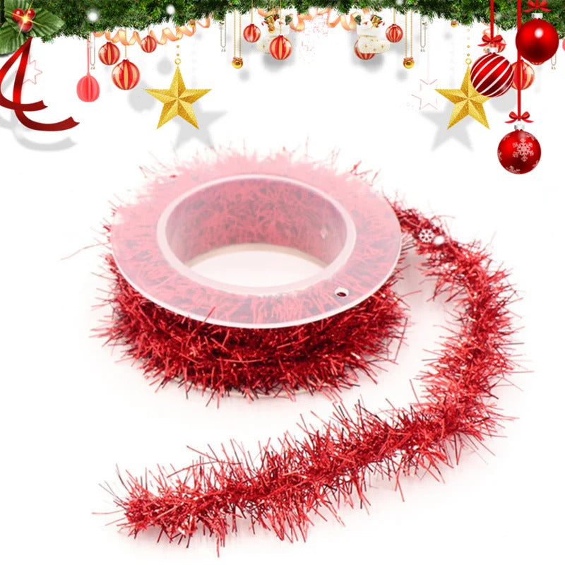 2M Christmas Tree Ribbon Wired Wide Glitter Colorful Shiny Ribbons Decorative Christmas DIY Gift Wrapping Holiday Party Decor