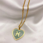 $10 christmas gifts 12 Constellation Necklace for Women Charms Enamel Heart Zodiac Sign Pendant Necklace Aries Leo Amulet