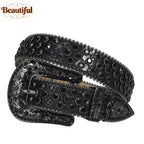 Floral Buckle Western Rhinestone Belt Man Designer BB Diamond Studded Leather Waist Belt Strap Cinturon De Diamantes