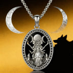 $10 christmas gifts Witch Hecate necklace stainless steel March witch goddess pendant box chain daily match