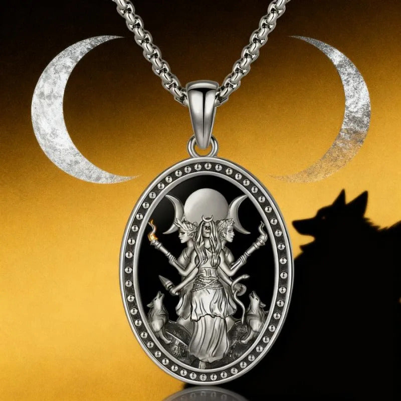 $10 christmas gifts Witch Hecate necklace stainless steel March witch goddess pendant box chain daily match