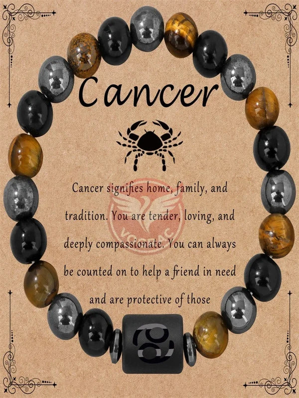 $10 christmas gifts 12 Zodiac Constellation Sign Bracelet Triple Protection Tiger Eye Hematite Beads Bracelets for Couples Friendship Jewelry Gifts