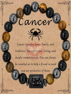 $10 christmas gifts 12 Zodiac Constellation Sign Bracelet Triple Protection Tiger Eye Hematite Beads Bracelets for Couples Friendship Jewelry Gifts