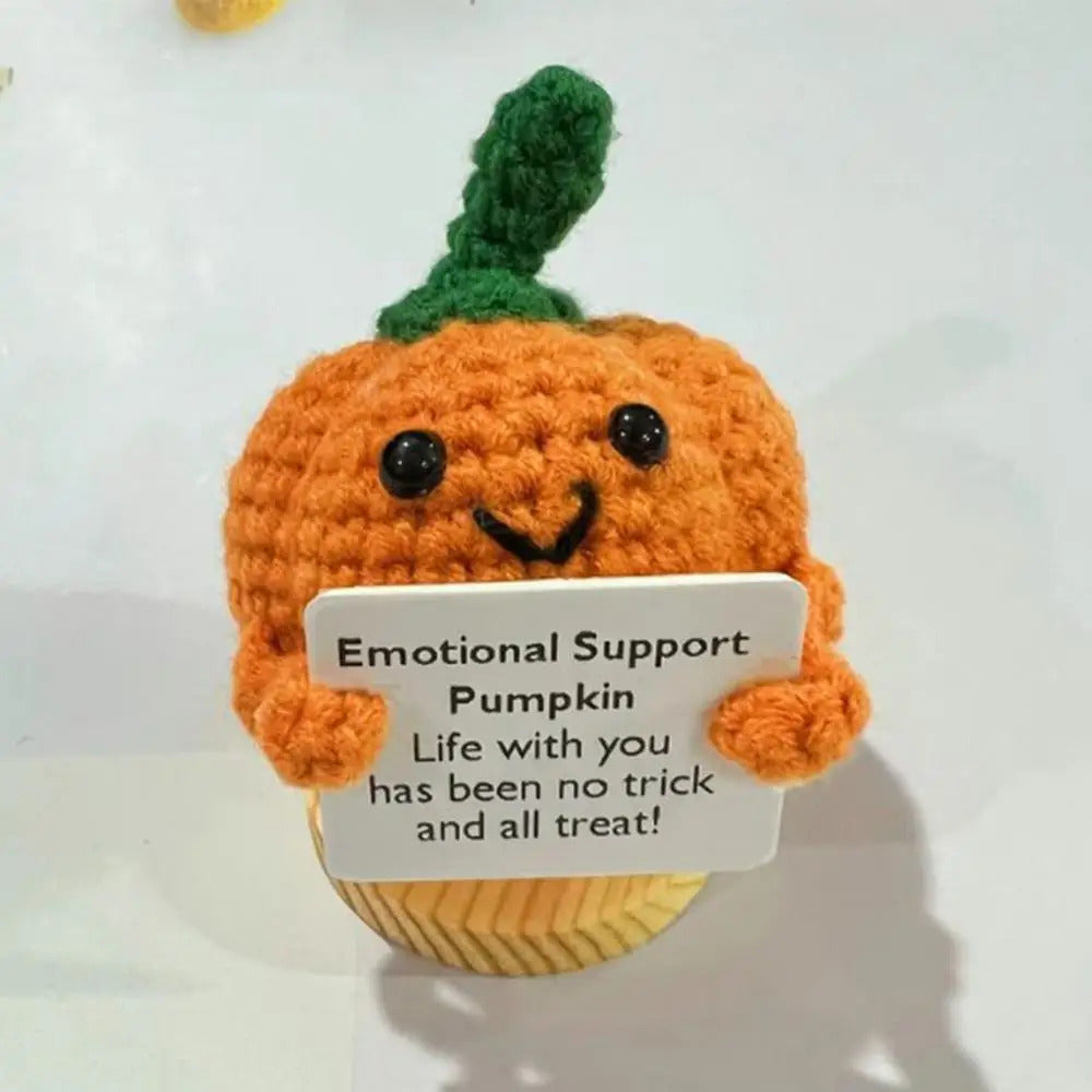 $10 christmas gifts Positive Crochet Pumpkin Tiny Pumpkin Emotional Support Crochet Decor 8Cm/3.15Inch Cute Crochet Doll With Positive Card Cartoon
