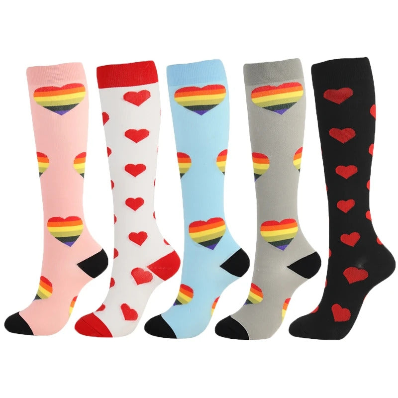 Compression Stockings Outdoor  Men's Women's Socks  Basketball Bicycle Sock Printed Sports Natural Walking