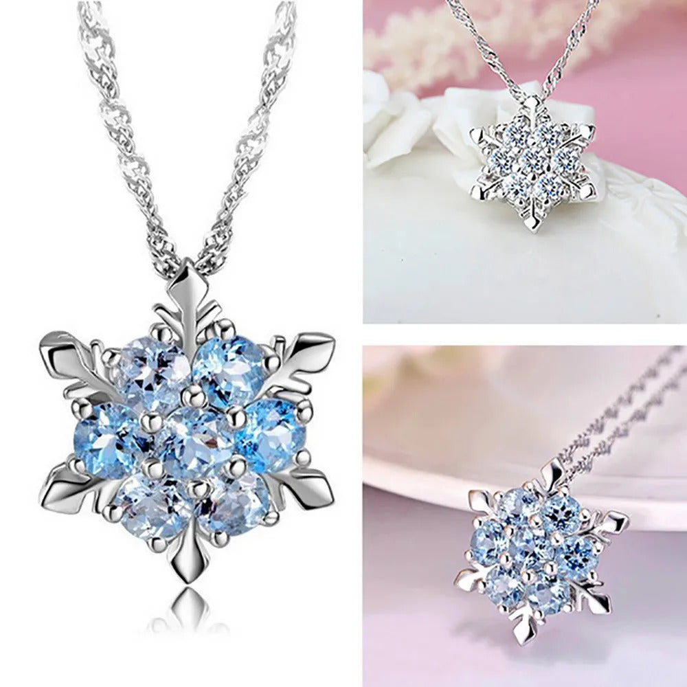 $10 christmas gifts 1pc Snowflake Party Necklace Women Elegant Chic Pendant Crystal Rhinestone Necklaces Pendants Christmas Decorations