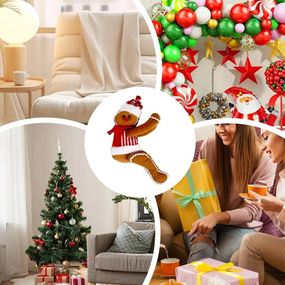 $10 christmas gifts Gingerbread Man Tree Topper Cute Christmas Tree Decor Small Doll Pendant Decorative Gingerbread Figurines Ornaments for Winter