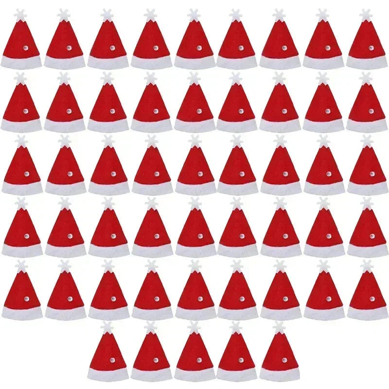 2025 xmas ornament Lots Christmas Wine Bottle Cover Cap Red Green Xmas Hats Scarf Home Ornament Festival Party Tableware Decoration Supplies 2025