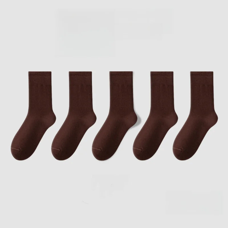 Cotton Socks Women Seamless Soft Crew Socks Medium Tube Long Loose Casual Solid Color Anti-Pilling Breathable
