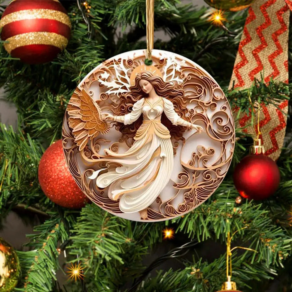 Round 3D Printed Acrylic Nativity Scene pendant Decorations Catholic Christmas Decorations 4in Christmas Nativity Ornaments