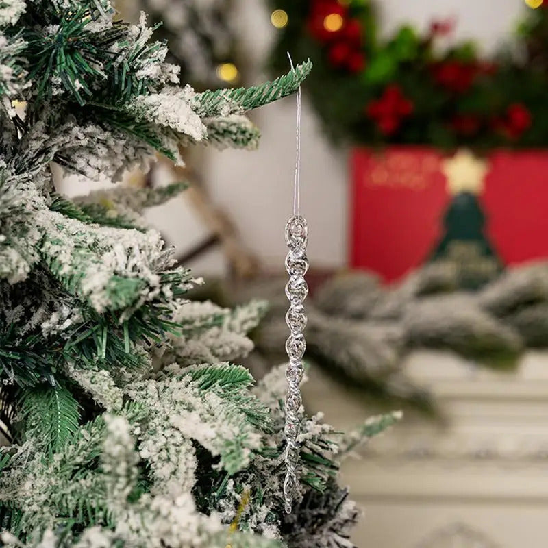 Icicle Christmas Tree Ornaments 42X Clear Acrylic Icicles Drop Pendants Christmas Tree Crystal Decorations For Winter Holiday