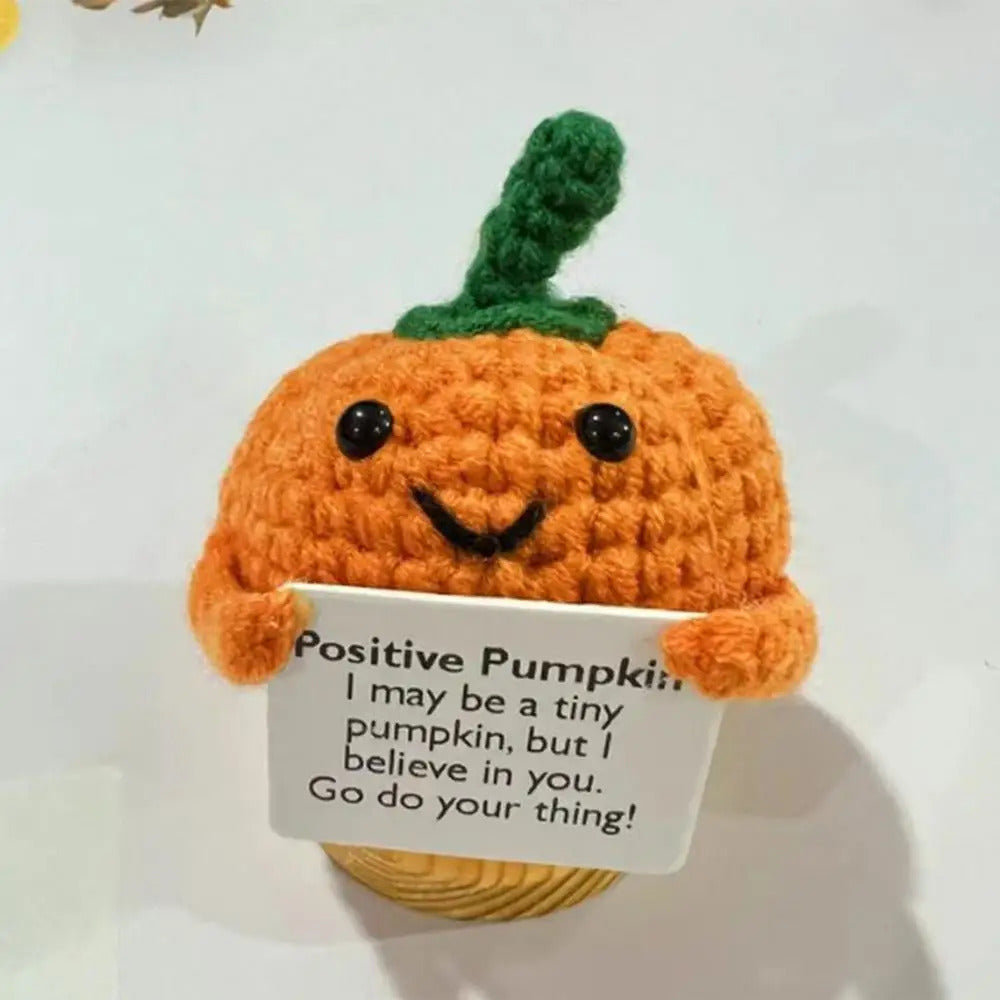$10 christmas gifts Positive Crochet Pumpkin Tiny Pumpkin Emotional Support Crochet Decor 8Cm/3.15Inch Cute Crochet Doll With Positive Card Cartoon