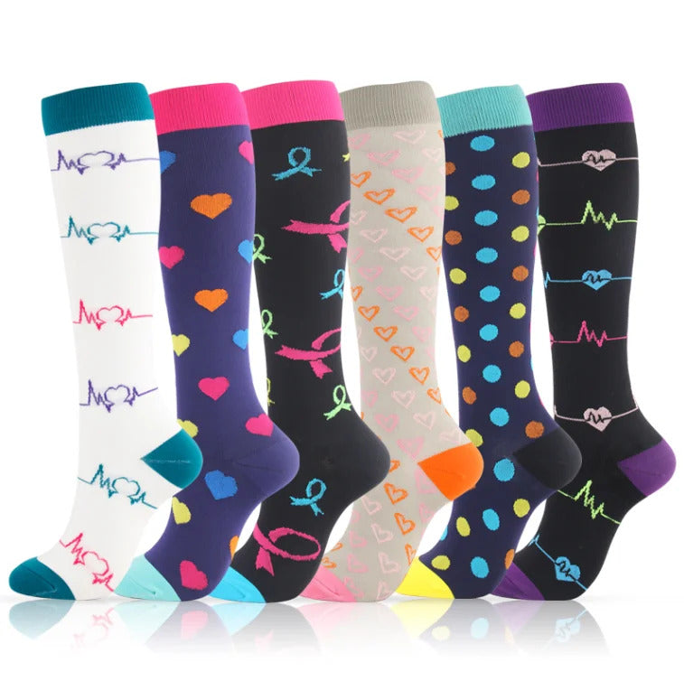 Compression Stockings Outdoor  Men's Women's Socks  Basketball Bicycle Sock Printed Sports Natural Walking