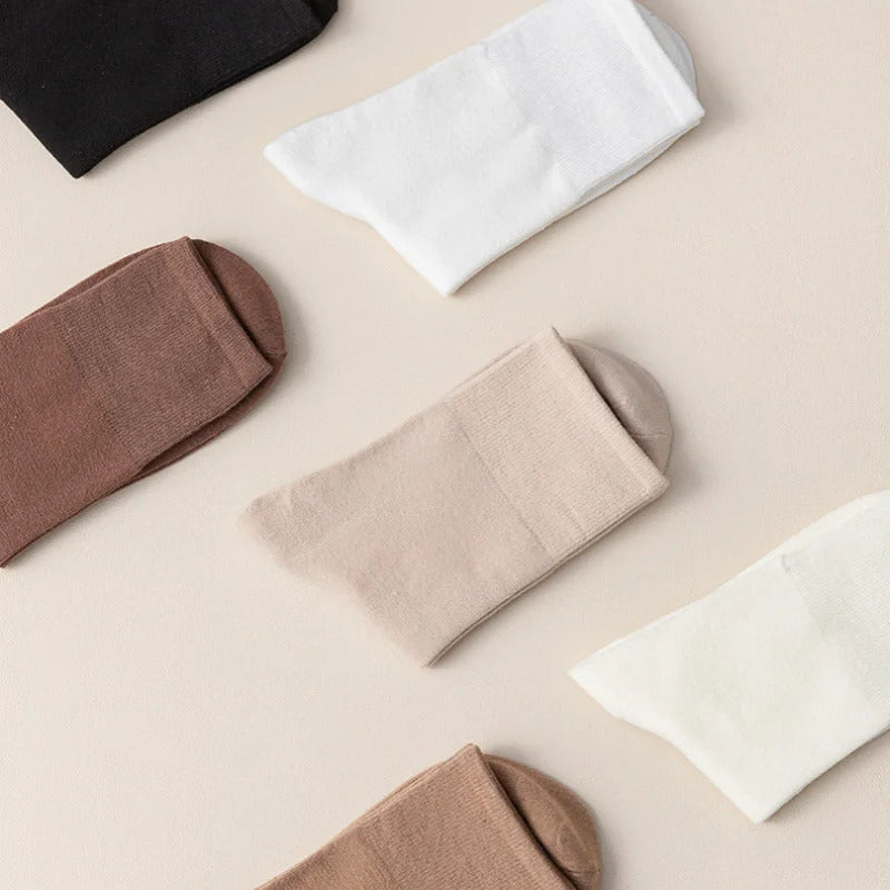 Cotton Socks Women Seamless Soft Crew Socks Medium Tube Long Loose Casual Solid Color Anti-Pilling Breathable