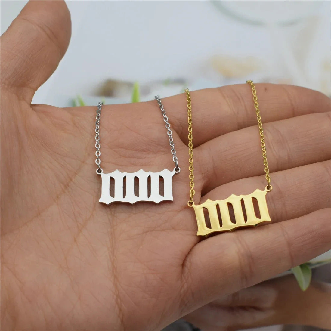 $10 christmas gifts Angel Number 1111 Necklace For Women 111 222 333 444 777 Stainless Steel Choker Chain Jewelry Best Friends Birthday Gift BFF