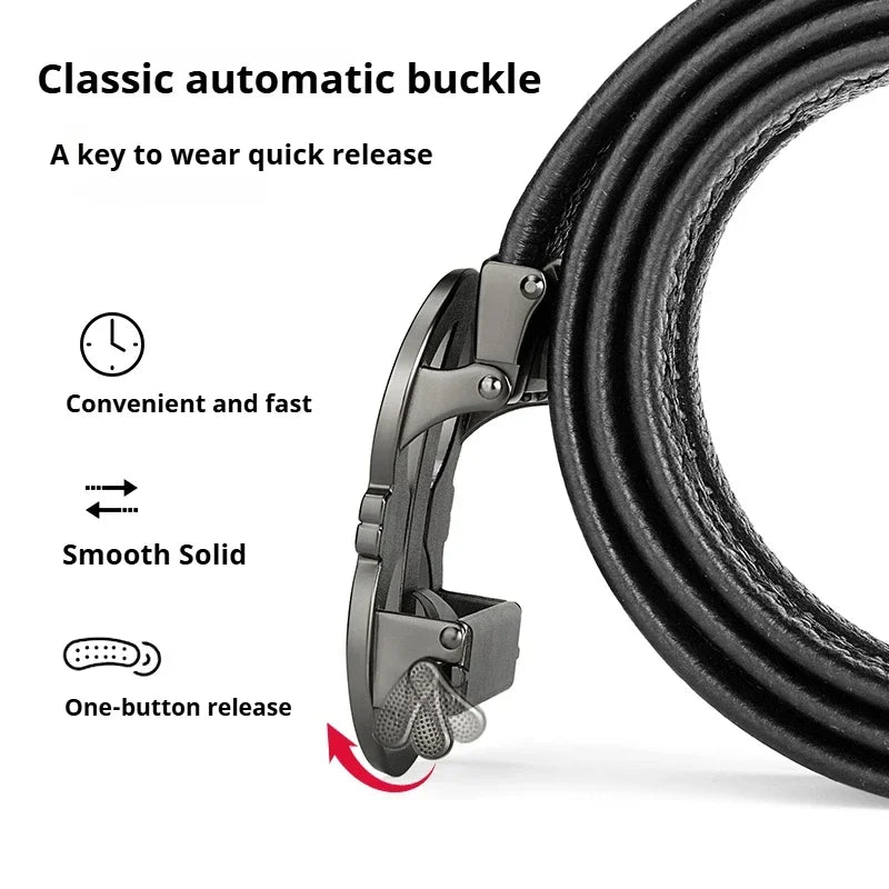 Fashion design belt for men, alloy buckle high quality PU leather automatic belt