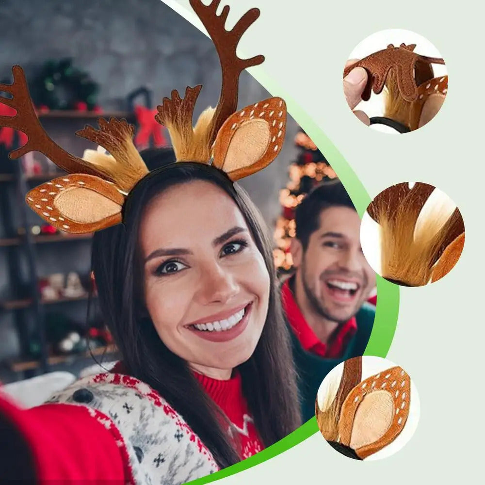 $10 christmas gifts Reindeer Ears Headband Cute Realistic Deer Antlers Headband Animal Ears Headband For Cosplay Deer Costume Christmas Accessories